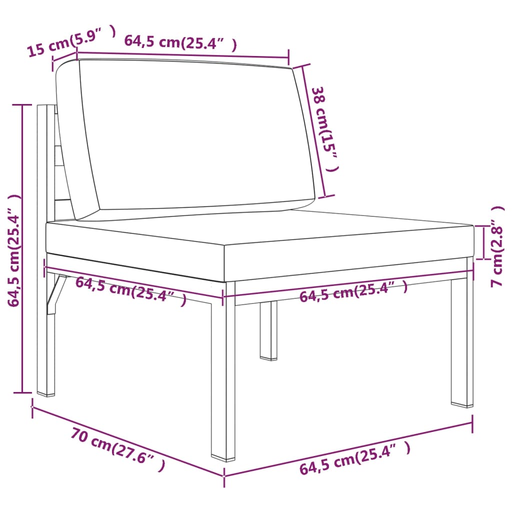 Set mobilier de grădină cu perne, 9 piese, antracit, aluminiu