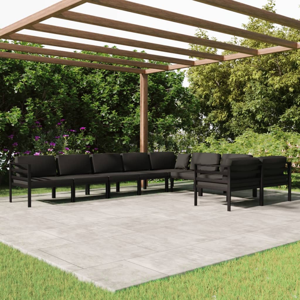 vidaXL Set mobilier de grădină cu perne, 9 piese, antracit, aluminiu Aluminiu imagine model 2022