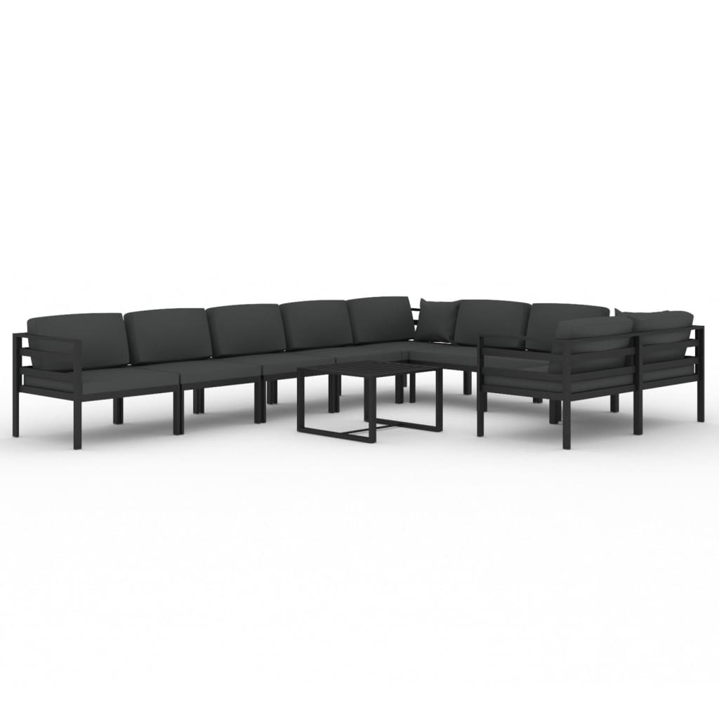 

vidaXL 10 Piece Patio Lounge Set with Cushions Aluminum Anthracite