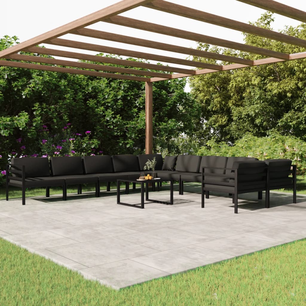 vidaXL Set mobilier de grădină cu perne, 11 piese, antracit, aluminiu