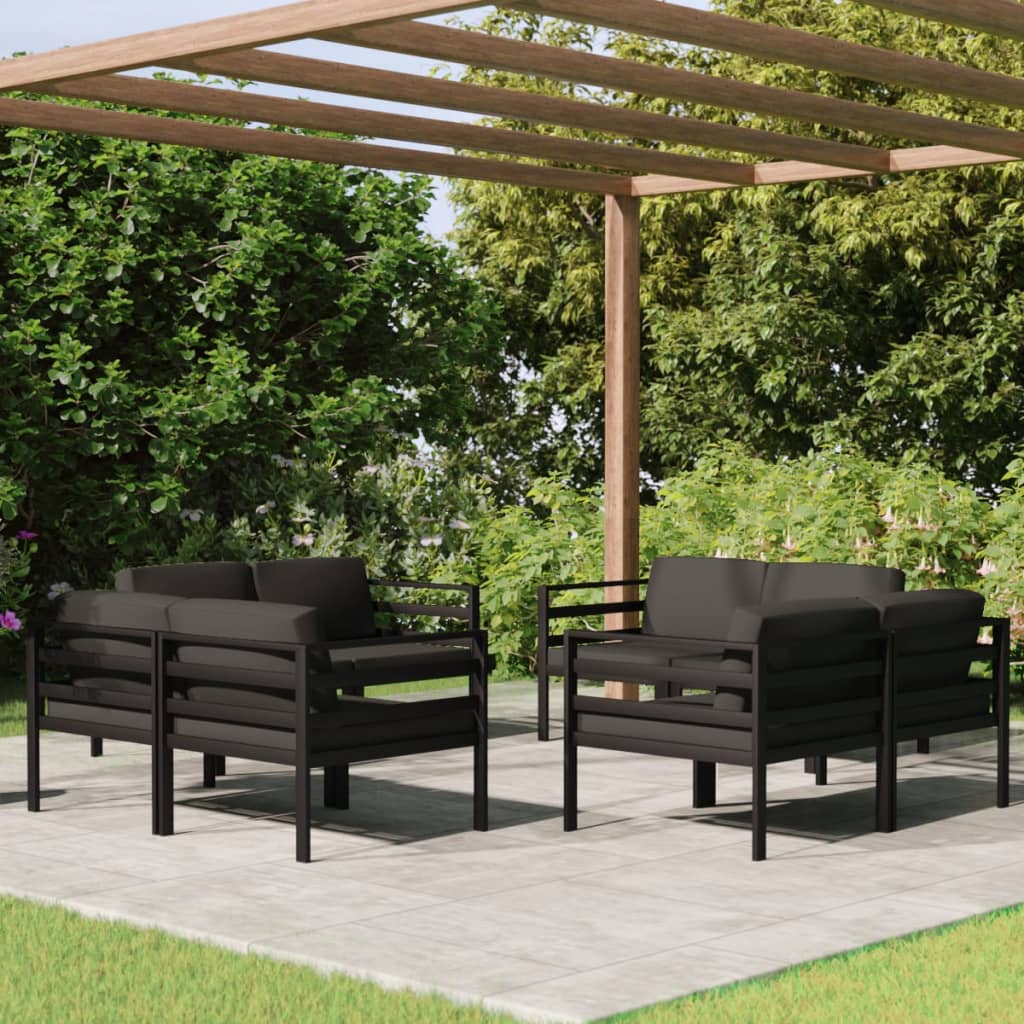 vidaXL 8-tlg. Garten-Lounge-Set mit Kissen Aluminium Anthrazit