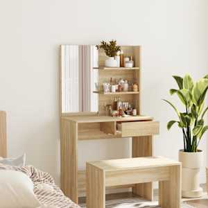 Toaletna mizica z ogledalom sonoma hrast 74,5x40x141 cm