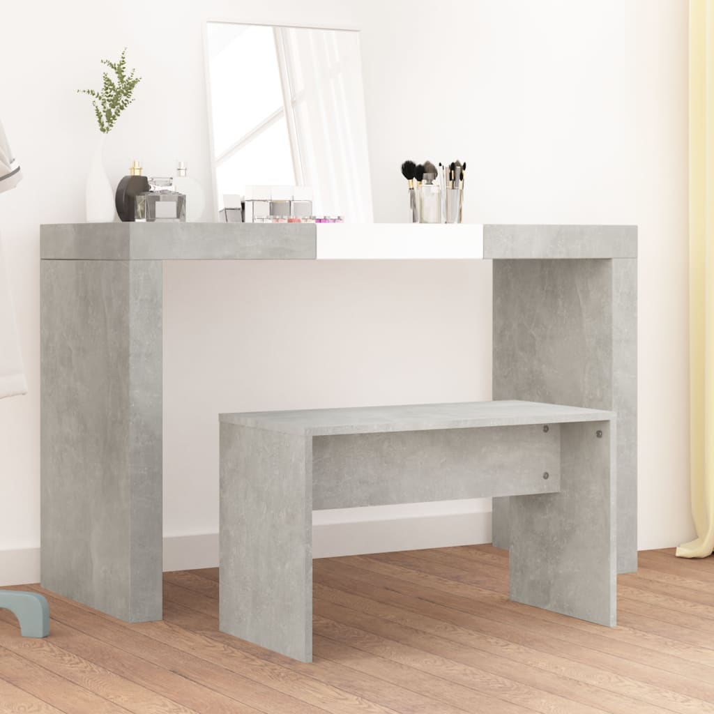 vidaXL skammel til makeupbord 70x35x45 cm konstrueret træ betongrå