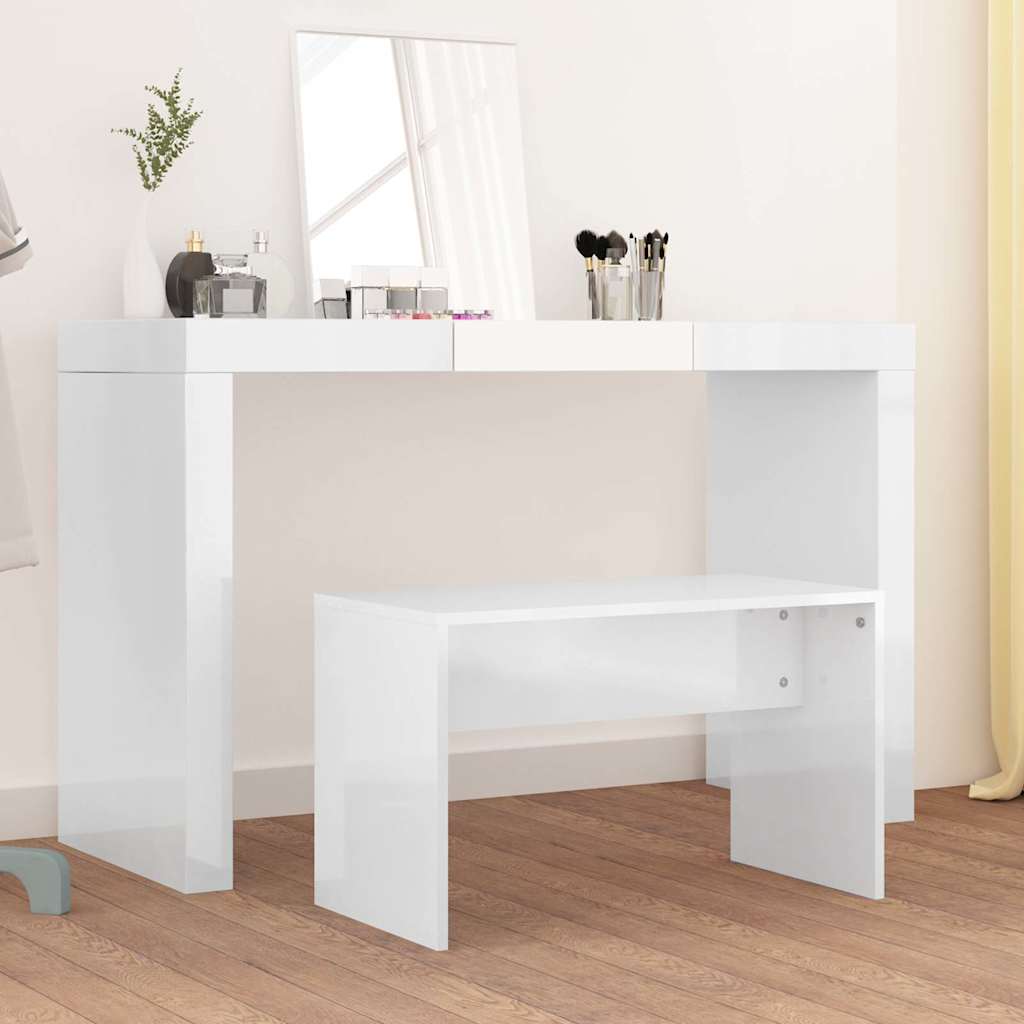 vidaXL Sto�ek do toaletki, bia�y o wysokim po�ysku, 70x35x45 cm