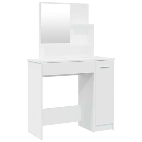 vidaXL peegliga tualettlaud, valge, 86,5 x 35 x 136 cm