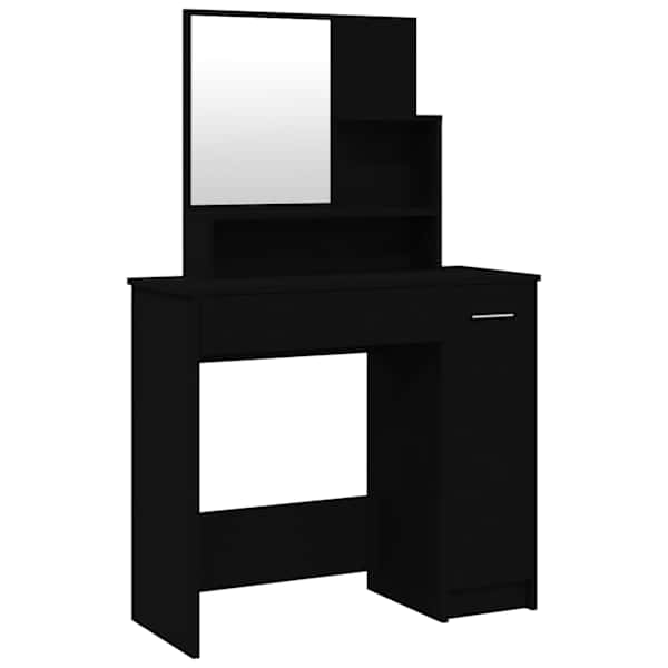 vidaXL peegliga tualettlaud, must, 86,5 x 35 x 136 cm