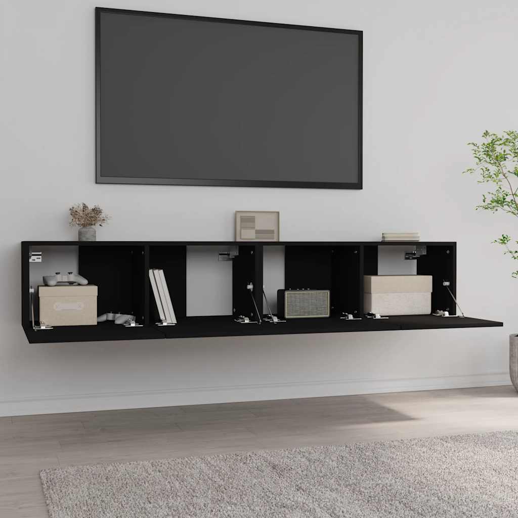 vidaXL Tv-meubelen 2 st 80x30x30 cm bewerkt hout zwart afbeelding