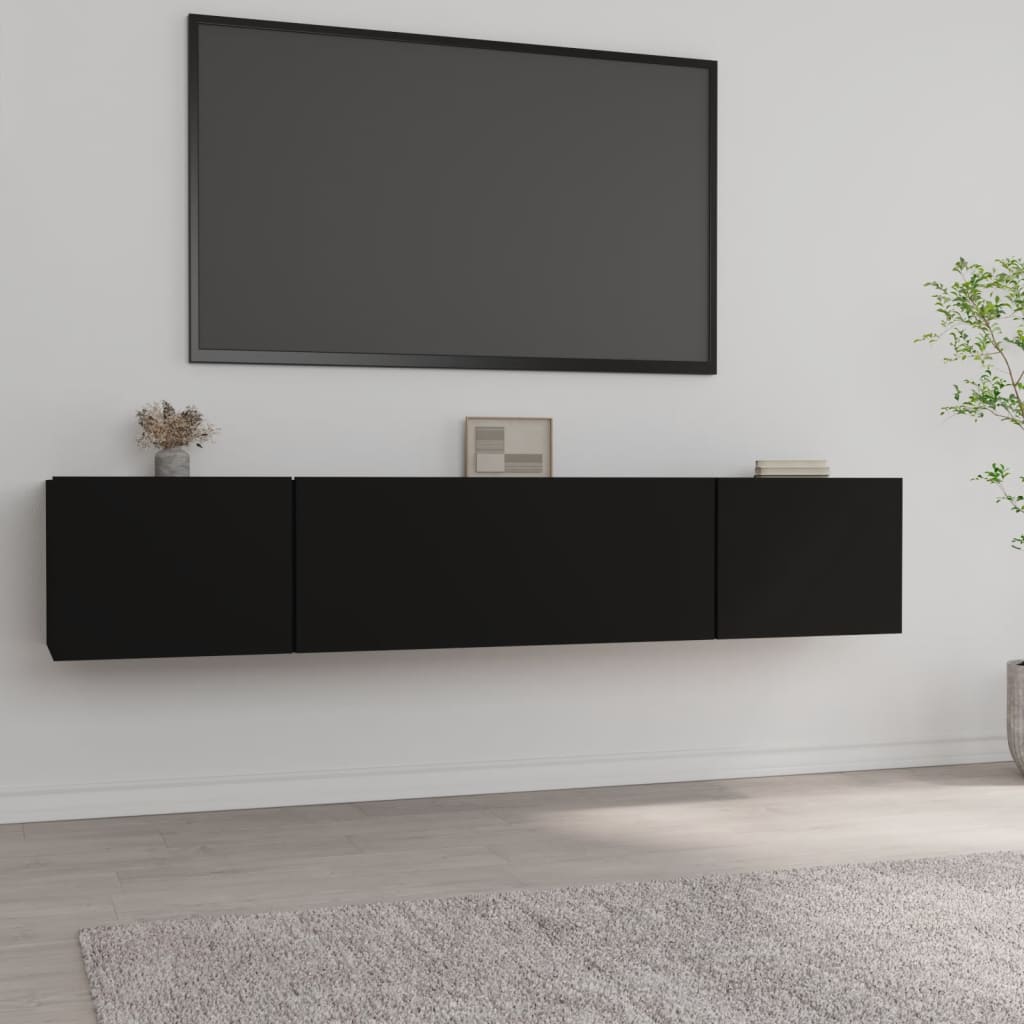 vidaXL Comode TV, 2 buc., negru, 80x30x30 cm, lemn compozit