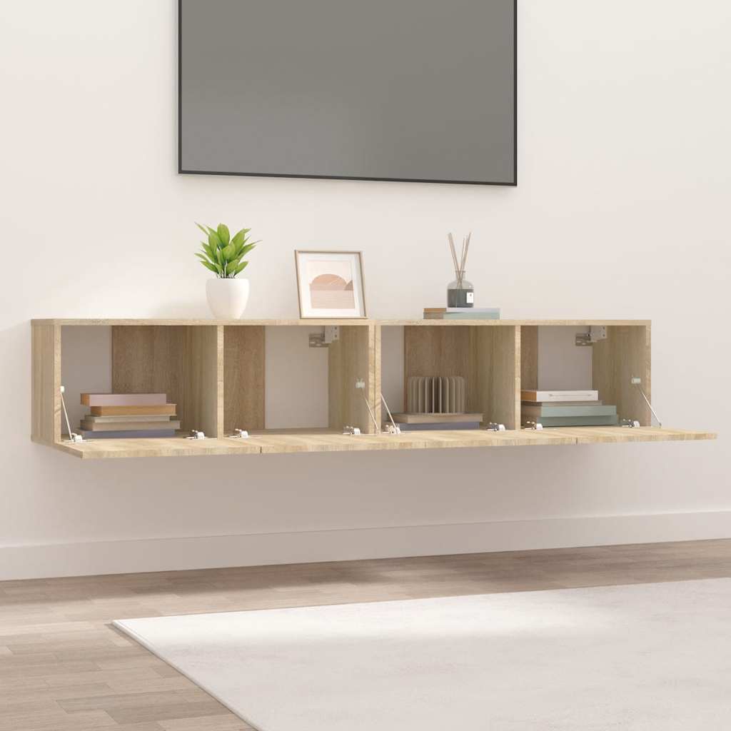 vidaXL Tv-meubels 2 st 80x30x30 cm bewerkt hout sonoma eikenkleurig afbeelding
