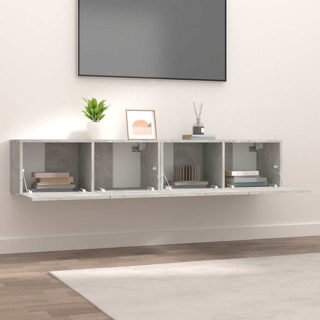 vidaXL Tv-meubels 2 st 80x30x30 cm bewerkt hout betongrijs afbeelding