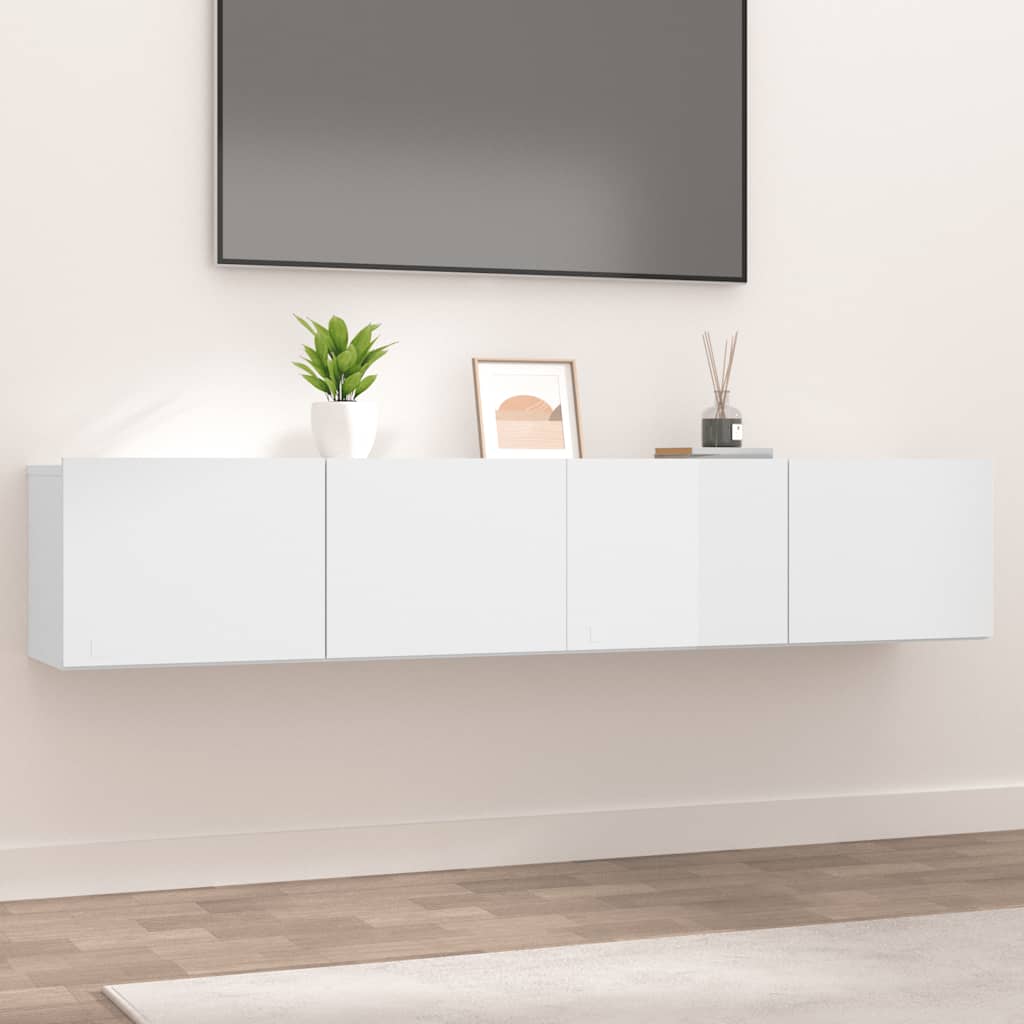 vidaXL Szafki pod telewizor, 2 szt., biae, wysoki poysk, 80x30x30 cm