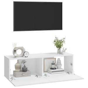 Nástěnné TV skříňky 2 ks bílé 100x30x30 cm kompozitní dřevo - obrázek 4