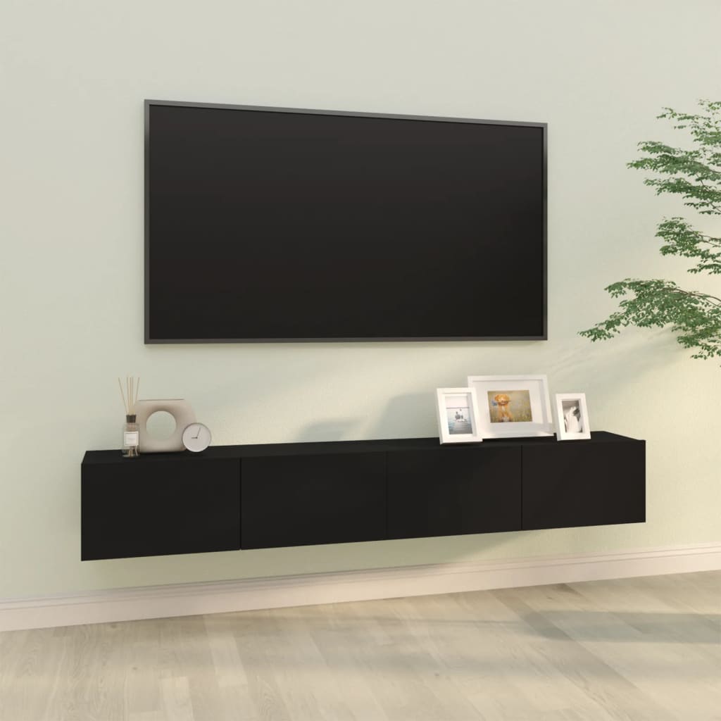 vidaXL Dulapuri TV de perete 2 buc. negru 100x30x30 cm lemn compozit