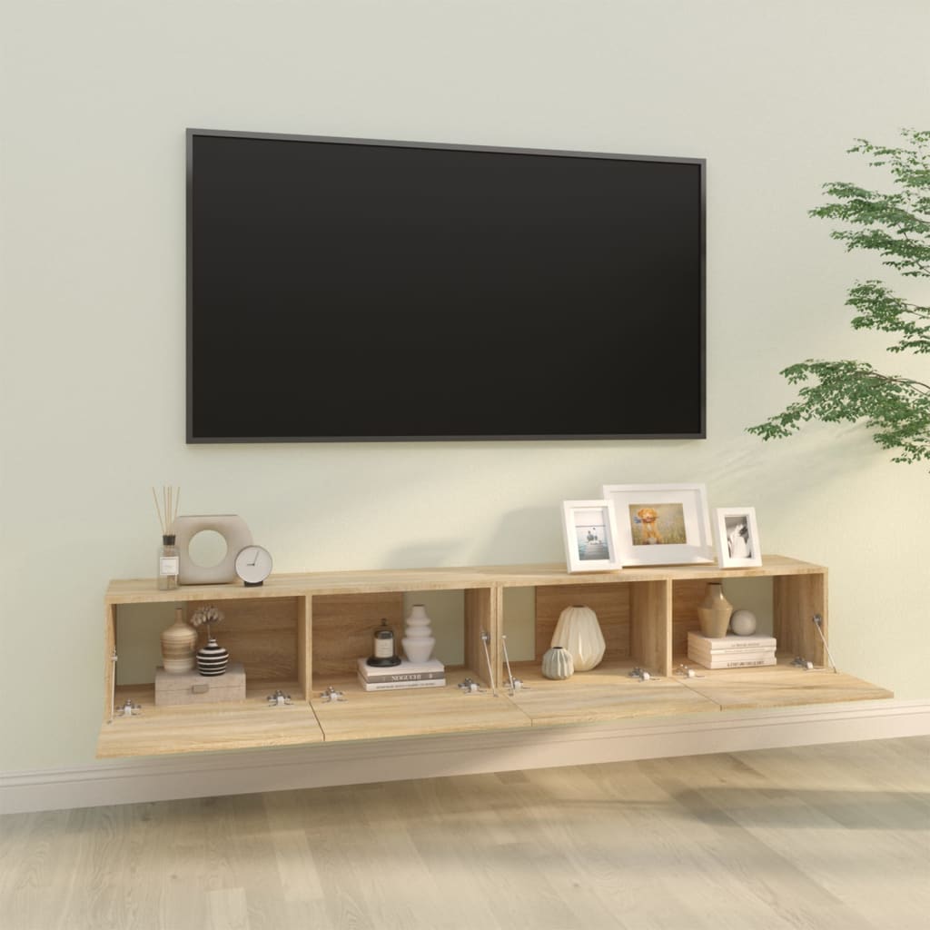 Thumbnail - vidaXL TV-Wandschränke 2 Stk. Sonoma-Eiche 100x30x30 cm Holzwerkstoff