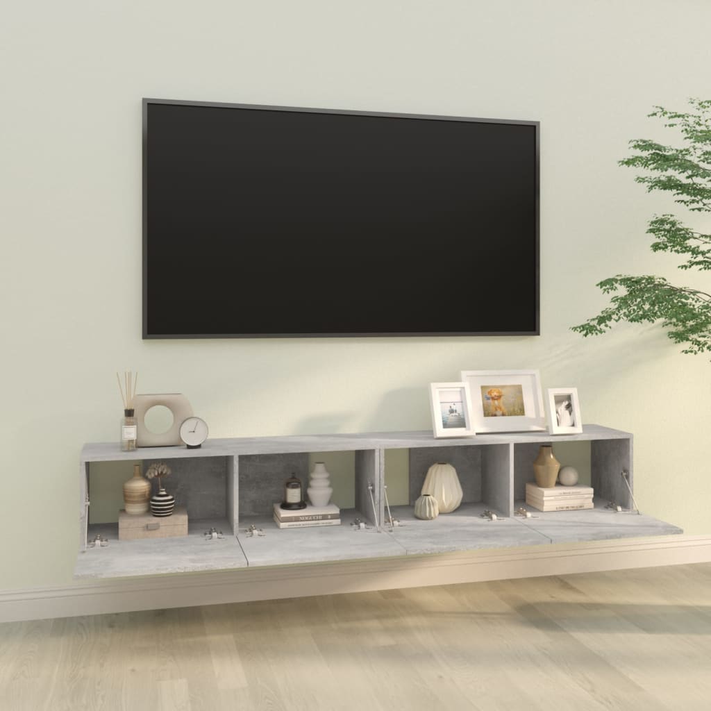 Thumbnail - vidaXL TV-Wandschränke 2 Stk. Betongrau 100x30x30 cm Holzwerkstoff