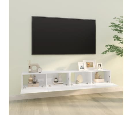 vidaXL Έπιπλα Τηλεόρασης 2 τεμ. Γυαλιστ. Λευκό 100x30x30εκ. Επεξ. Ξύλο