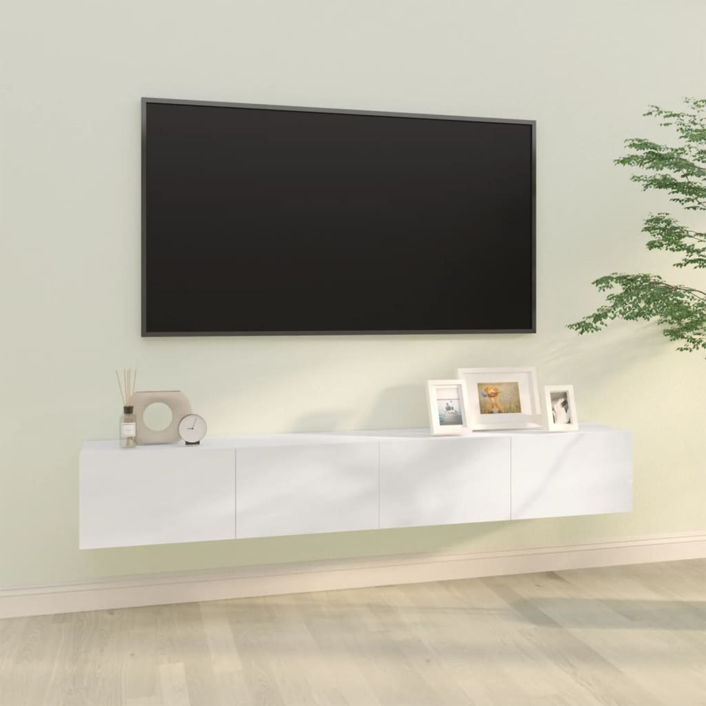 vidaXL Szafki cienne pod TV, 2 szt, biel, wysoki poysk, 100x30x30 cm