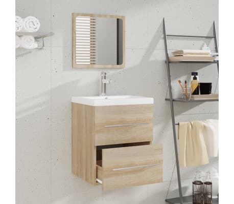 vidaXL Badschrank mit Spiegel Sonoma-Eiche 41x38,5x48 cm