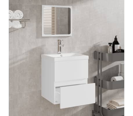 vidaXL Bathroom Cabinet with Mirror White Engineered Wood