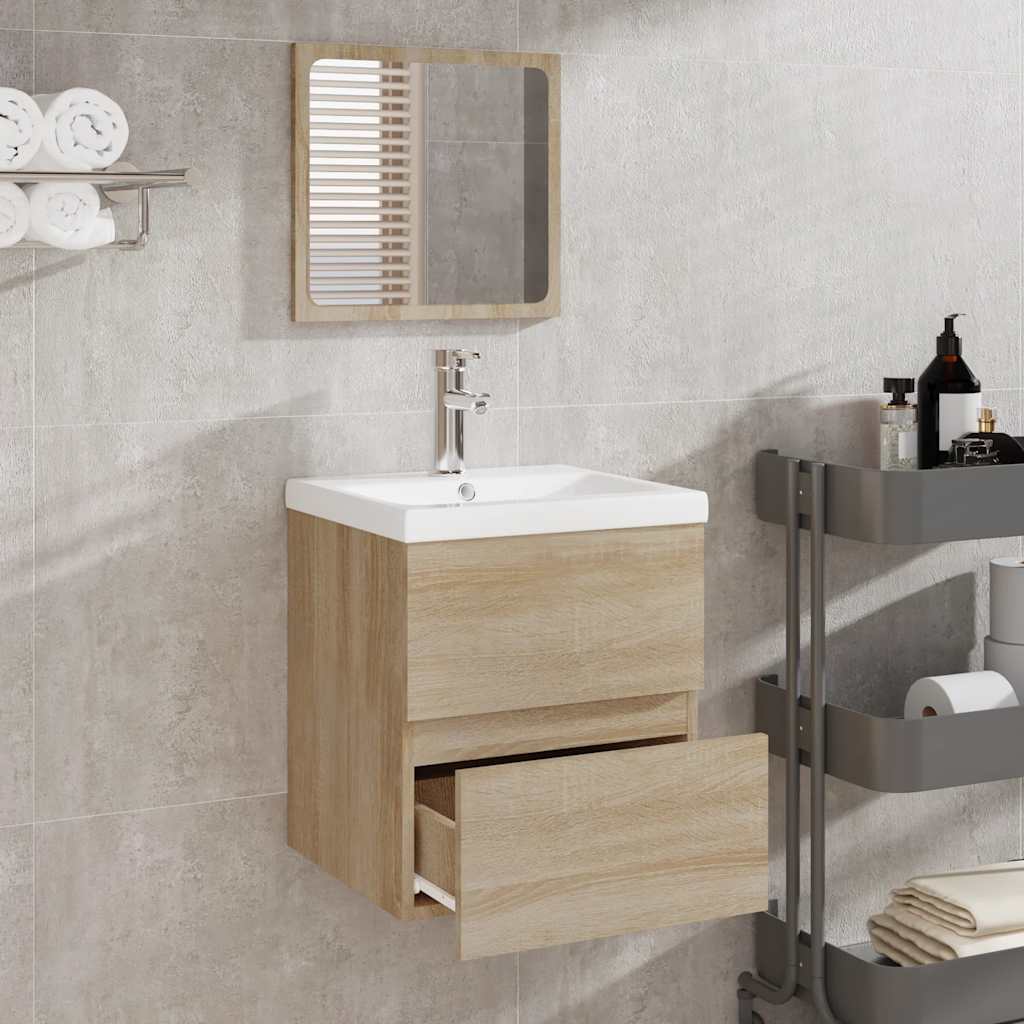 vidaXL Badkamerkast met spiegel bewerkt hout sonoma eikenkleurig