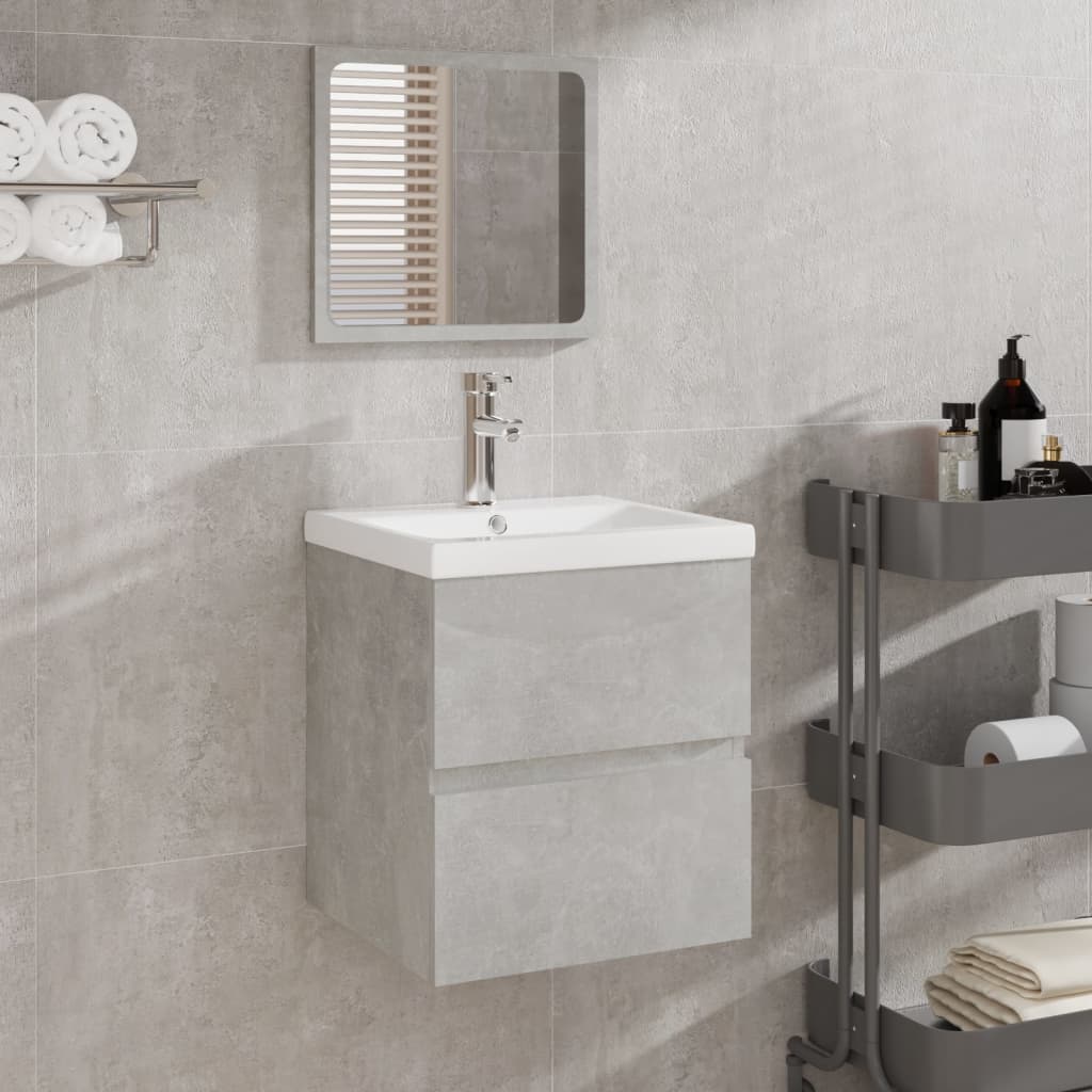 vidaXL badeværelsesskab med spejl konstrueret træ betongrå