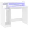 vidaXL kirjutuslaud LED-tuledega, valge, 97 x 45 x 90 cm, tehispuit