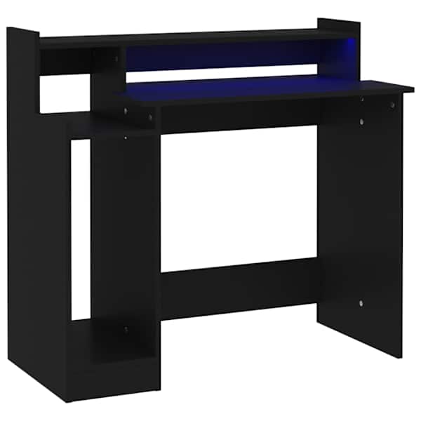 vidaXL kirjutuslaud LED-tuledega, must, 97 x 45 x 90 cm, tehispuit