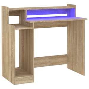 vidaXL kirjutuslaud LED-tuledega, Sonoma tamm, 97x45x90 cm, tehispuit