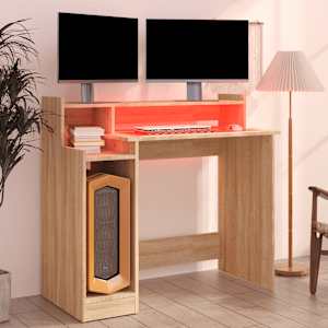 Psací stůl s LED světly dub sonoma 97x45x90 cm kompozitní dřevo - obrázek 5