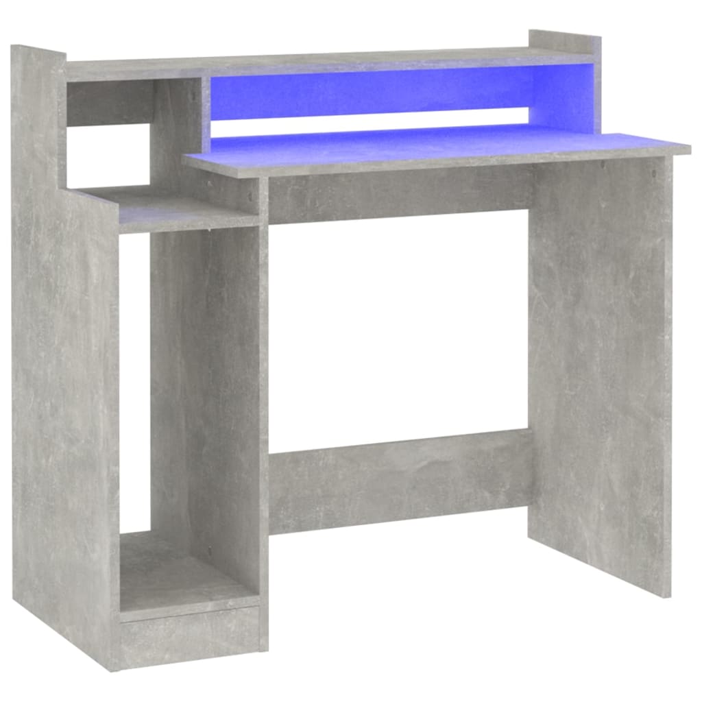 vidaXL Psací stůl s LED betonově šedý 97 x 45 x 90 cm kompozitní dřevo