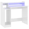 vidaXL kirjutuslaud LED-tuledega, k&otilde;rgl&auml;ikega valge, 97x45x90 cm