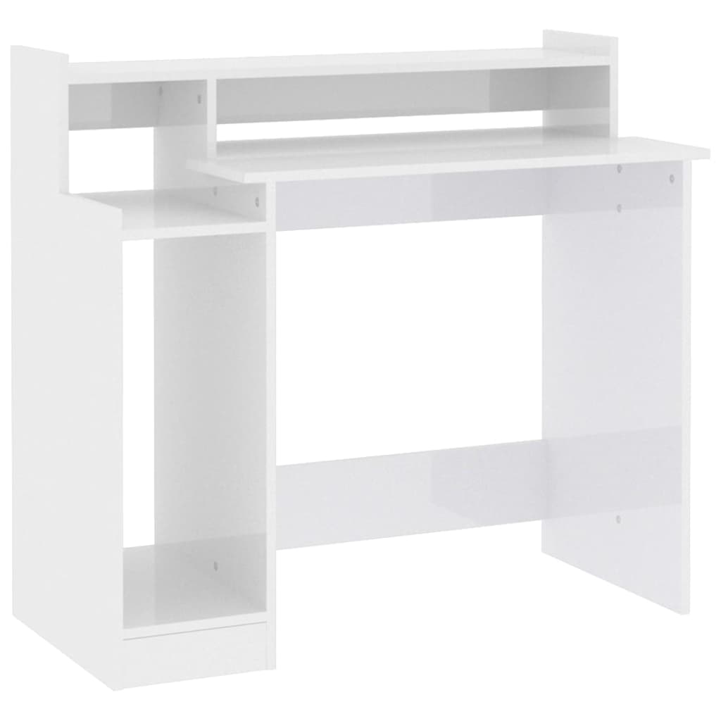 vidaXL Birou cu lumini LED alb extralucios 97x90x45 cm lemn compozit