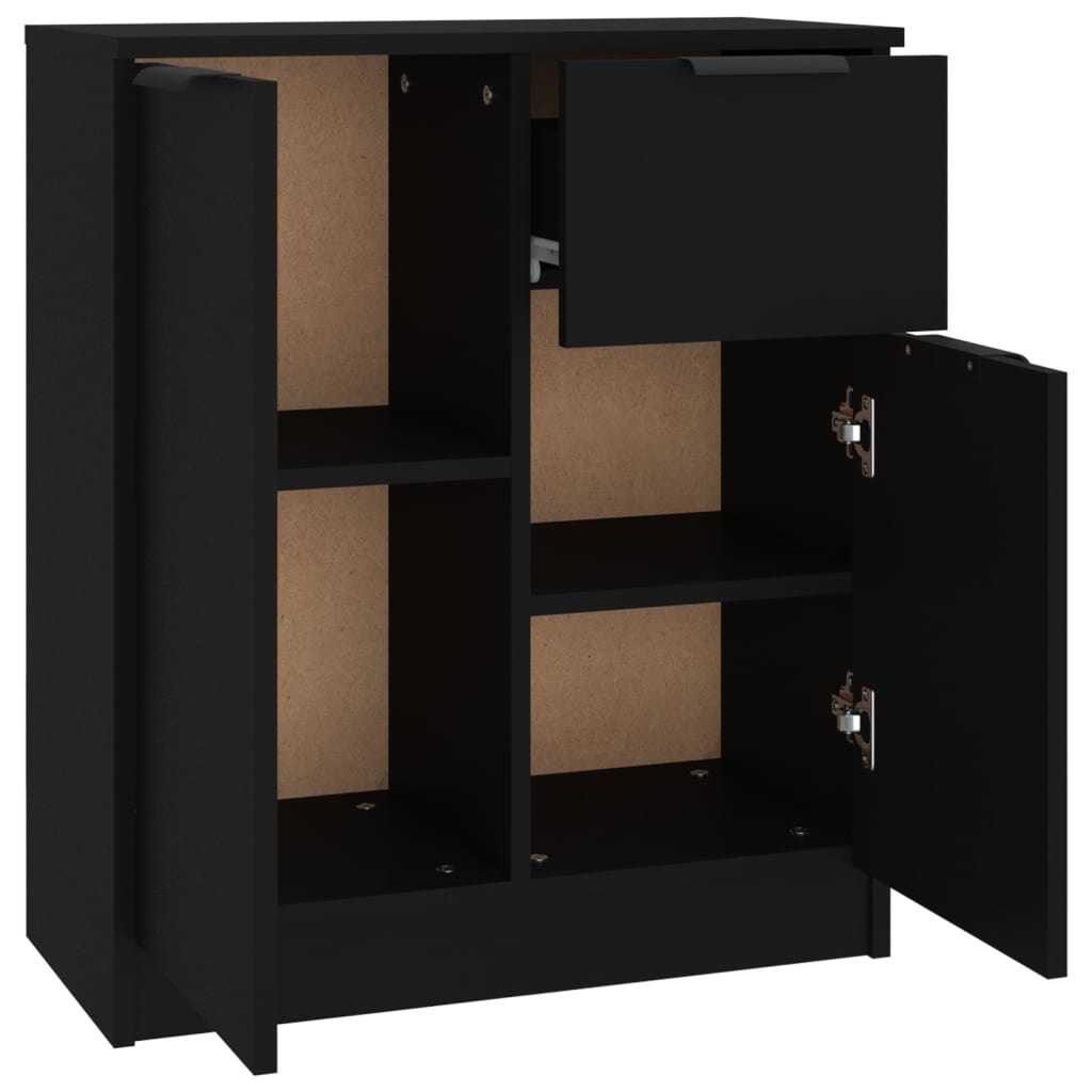 Сайдборд, черен, 60x30x70 см, инженерно дърво