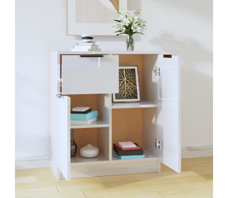 vidaXL &Scaron;oninė spintelė, balta, 60x30x70cm, apdirbta mediena, blizgi