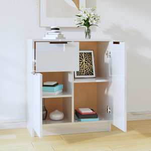 vidaXL &Scaron;oninė spintelė, balta, 60x30x70cm, apdirbta mediena, blizgi