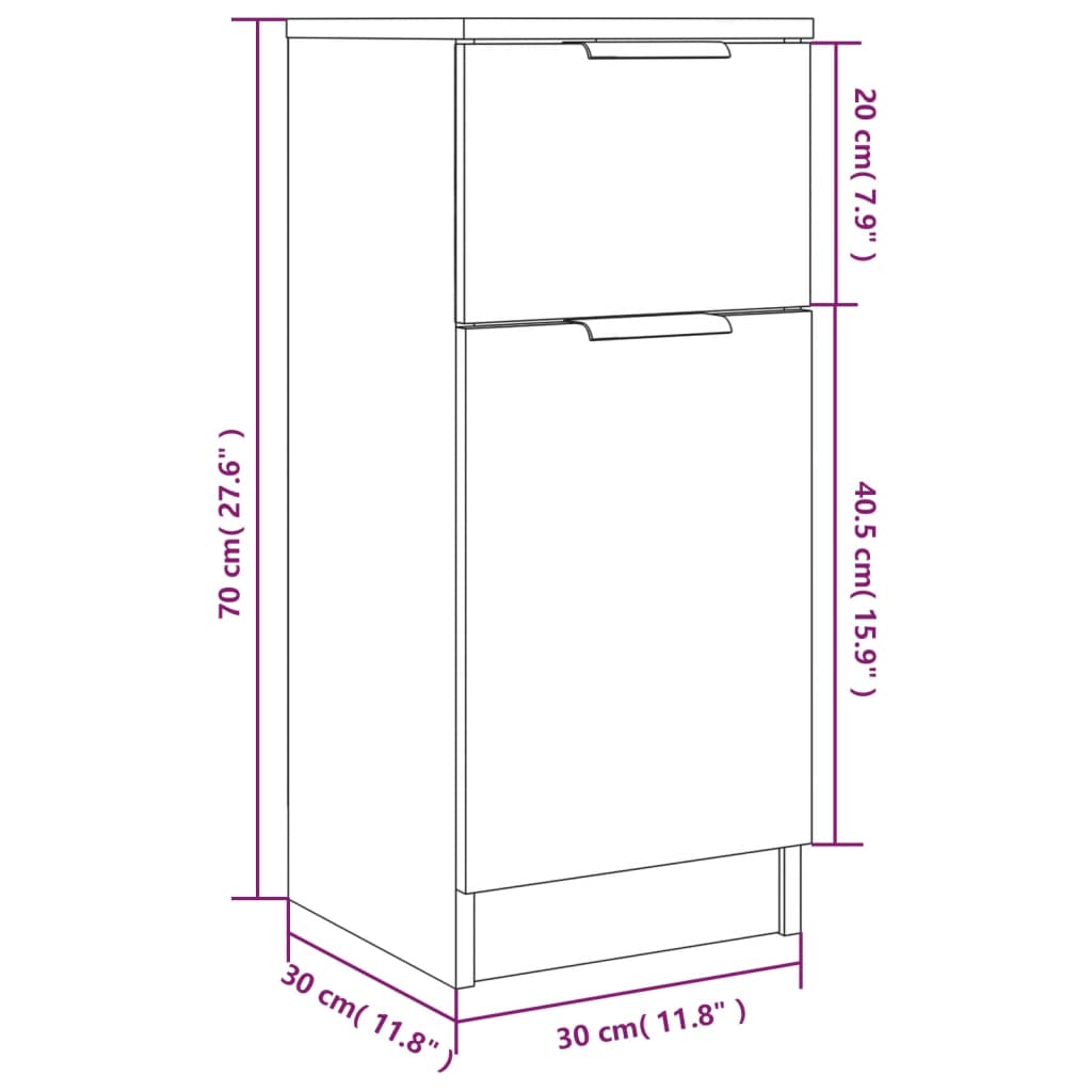 Komoda sonoma hrast 30x30x70 cm konstruiran les