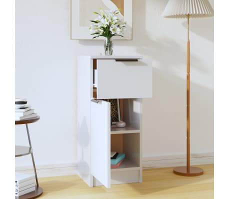 vidaXL Senkki korkeakiilto valkoinen 30x30x70 cm tekninen puu