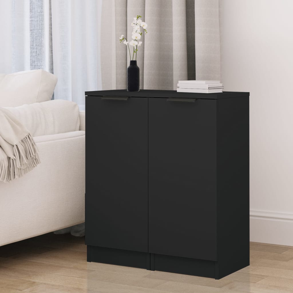 vidaXL Sideboards 2 Stk. Schwarz 30x30x70 cm Holzwerkstoff