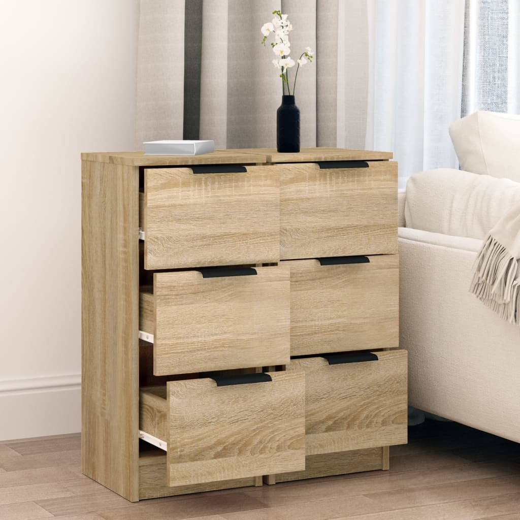 vidaXL Dressoirs 2 st 30x30x70 cm bewerkt hout sonoma eikenkleurig afbeelding
