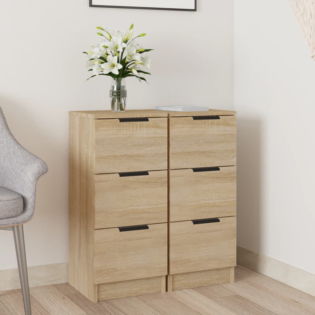 vidaXL Sideboards 2 Stk. Sonoma-Eiche 30x30x70 cm Holzwerkstoff