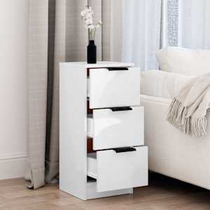 vidaXL &Scaron;oninė spintelė, balta, 30x30x70cm, apdirbta mediena, blizgi