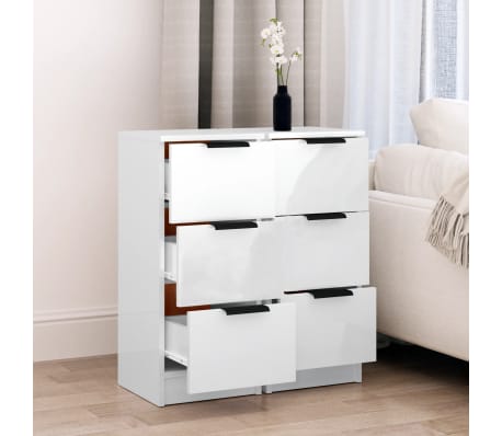 vidaXL Sideboards 2 pcs High Gloss White 30x30x70 cm Engineered Wood