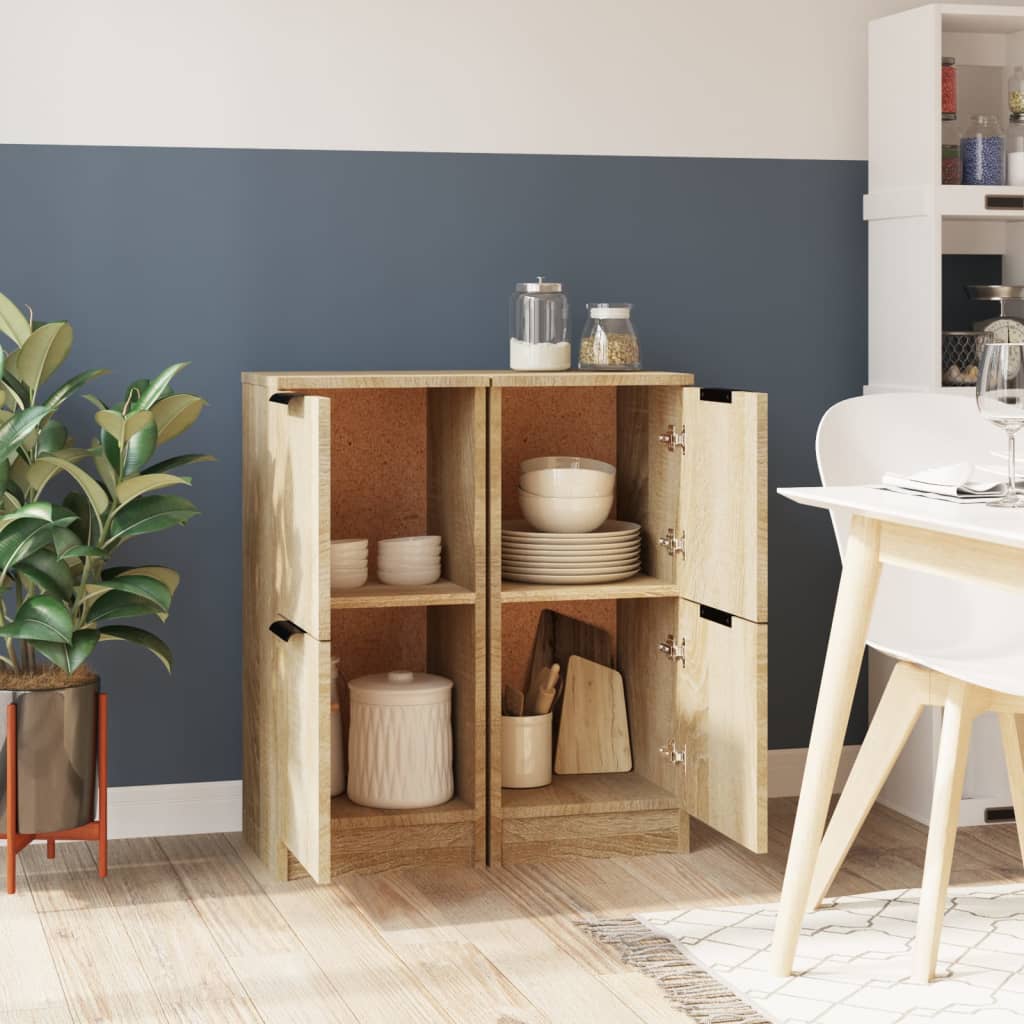 vidaXL Dressoirs 2 st 30x30x70 cm bewerkt hout sonoma eikenkleurig afbeelding