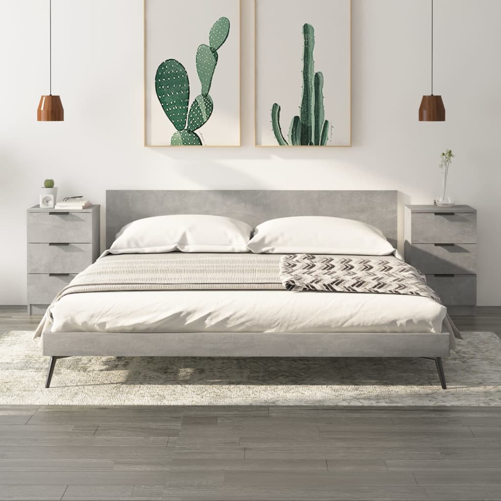 vida XL Nachttische 2 Stk. Betongrau 40x 36x 65 cm