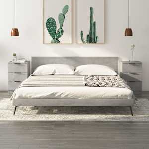 Nočna omarica 2 kosa betonsko siva 40x36x65 cm