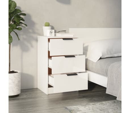 vidaXL Bedside Cabinet High Gloss White 40x36x65 cm