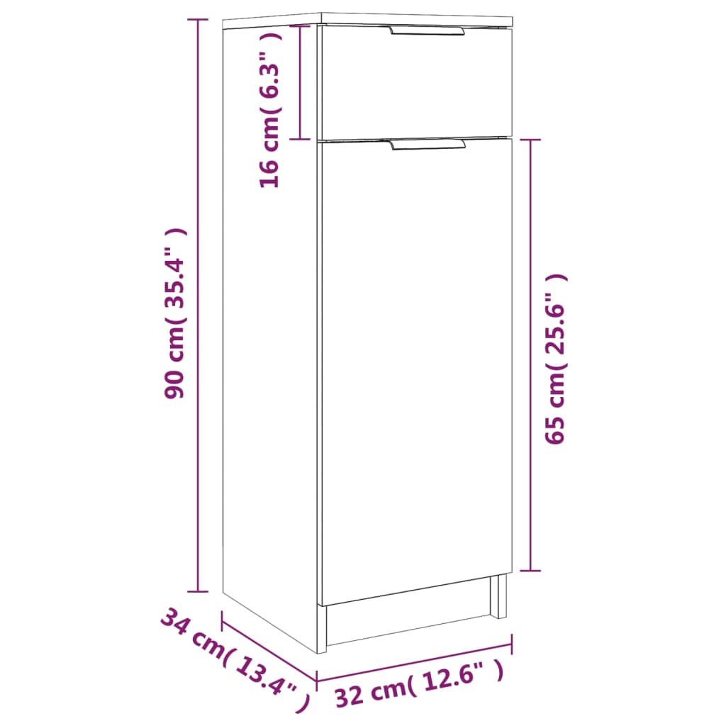 imagem de vidaXL Armário casa 32x34x90 cm derivados de madeira branco brilhante11