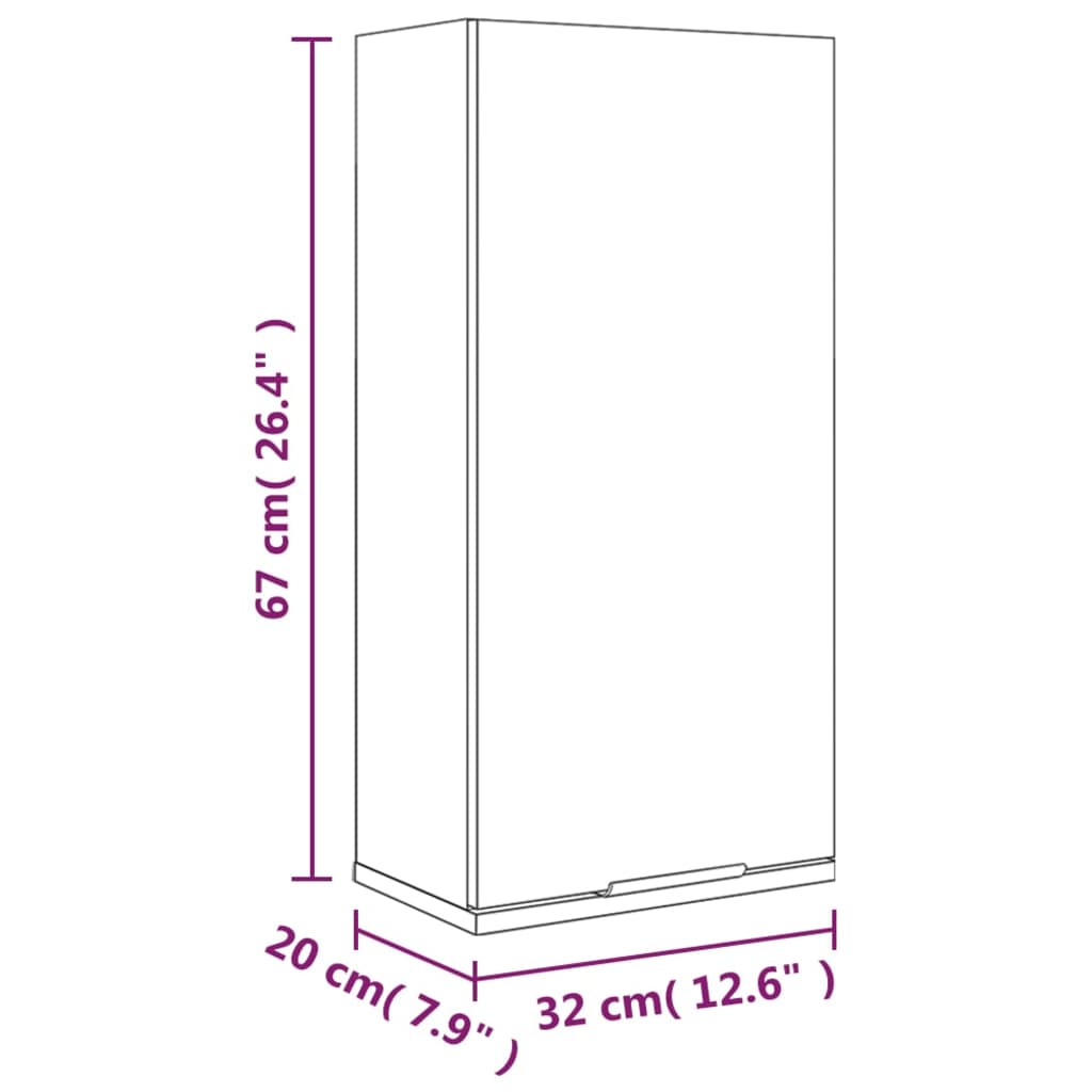 imagem de vidaXL Armário de parede p/ casa de banho 32x20x67 cm branco11