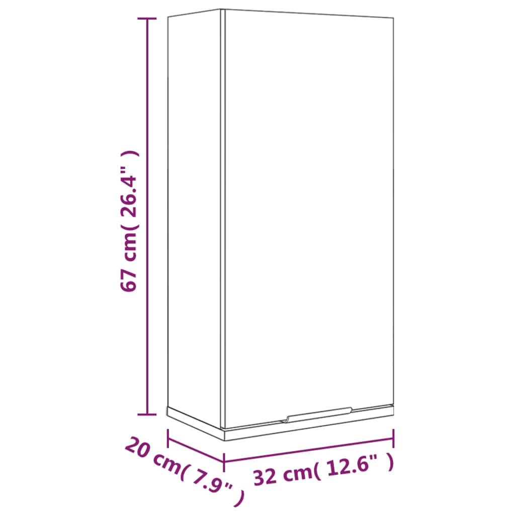 imagem de vidaXL Armário de parede casa de banho 32x20x67 cm cinza cimento11