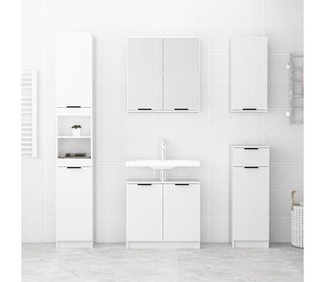 vidaXL Bathroom Cabinet High Gloss White 64.5x33.5x59cm Engineered Wood